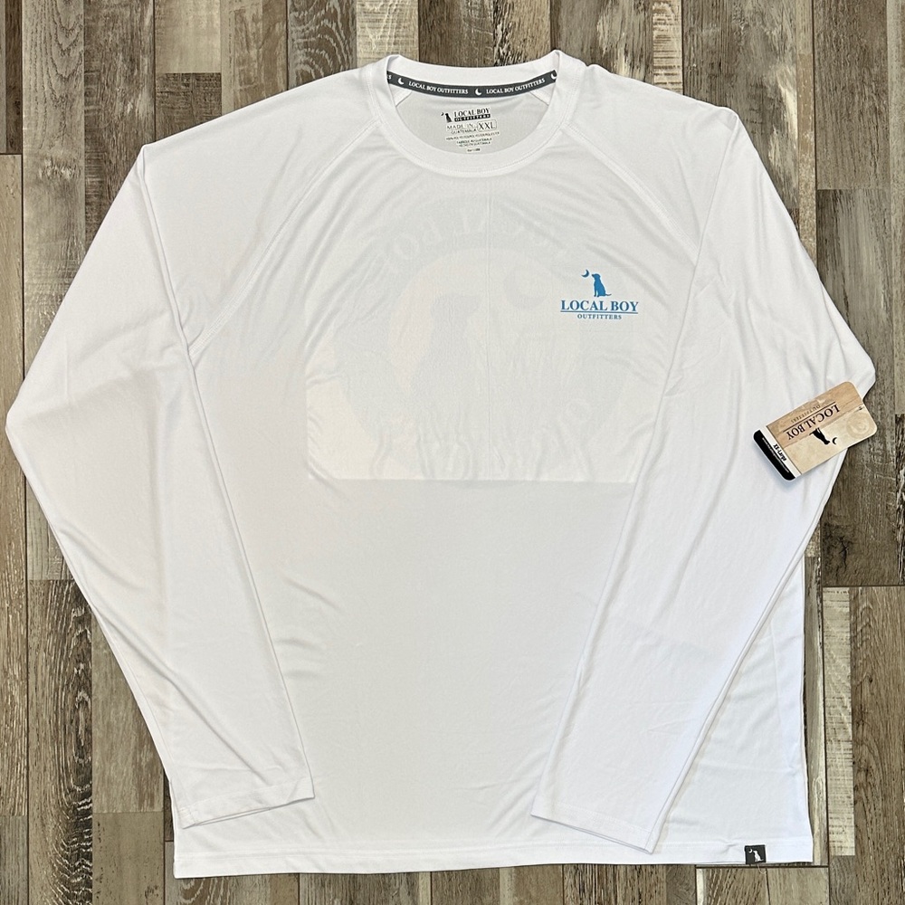 Local Boy Outfitters Men's Long Sleeve Performance Tee - White NWT!